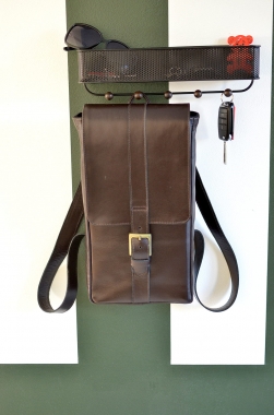 Leather backpack for chess
